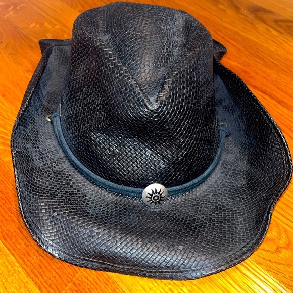 Scala Western Hat in black natural fiber size sm / med with chin strap - Picture 1 of 9